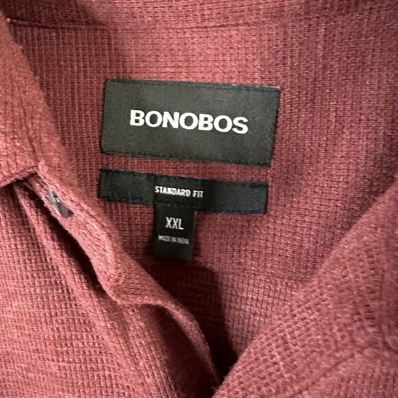 Bonobos Shirt XXL 2X Maroon Red Button Down Thermal Waffle Knit Long sleeve Wool - Picture 4 of 9